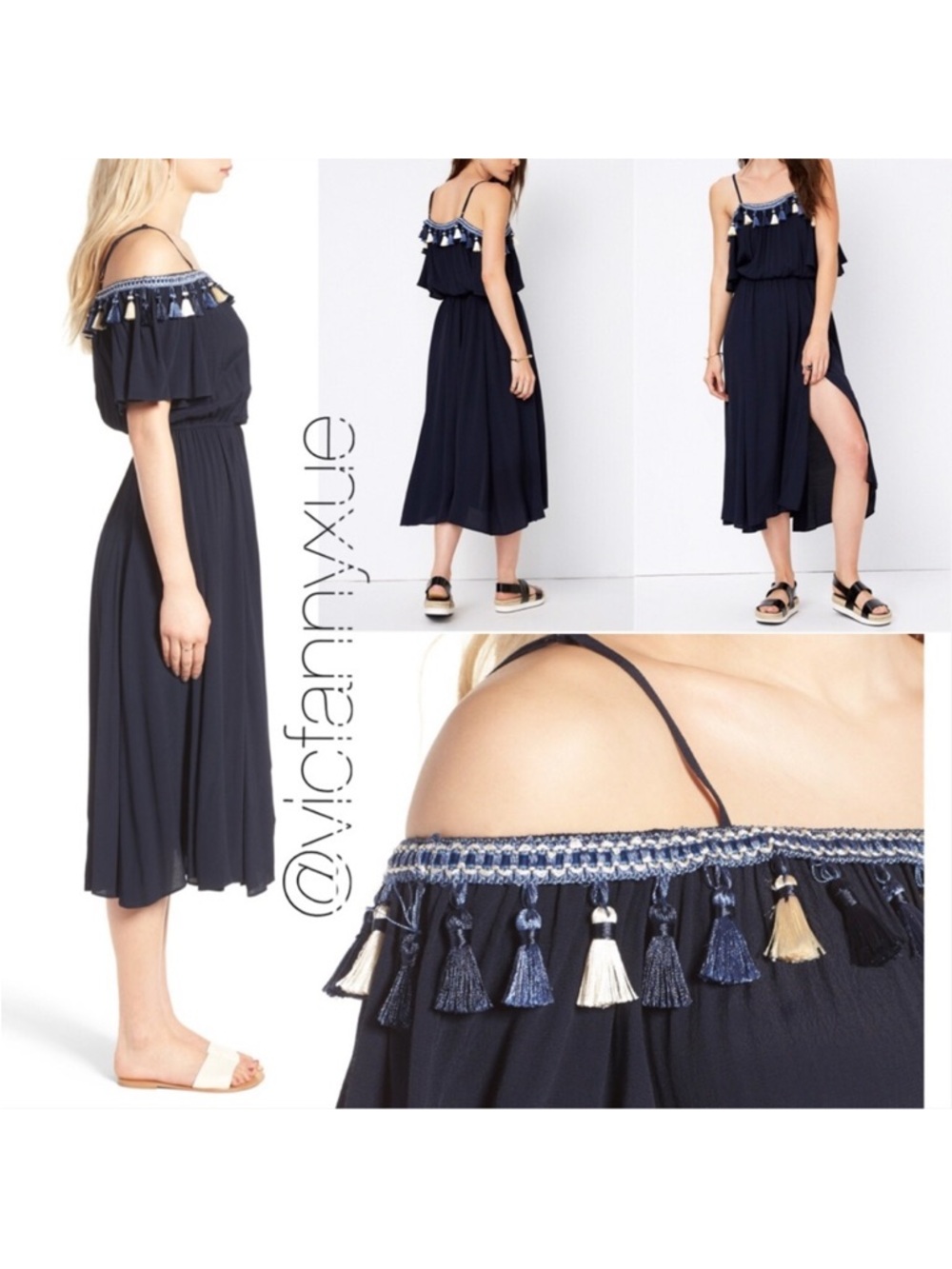 Tularosa boho tassel midi summer sun dress xs